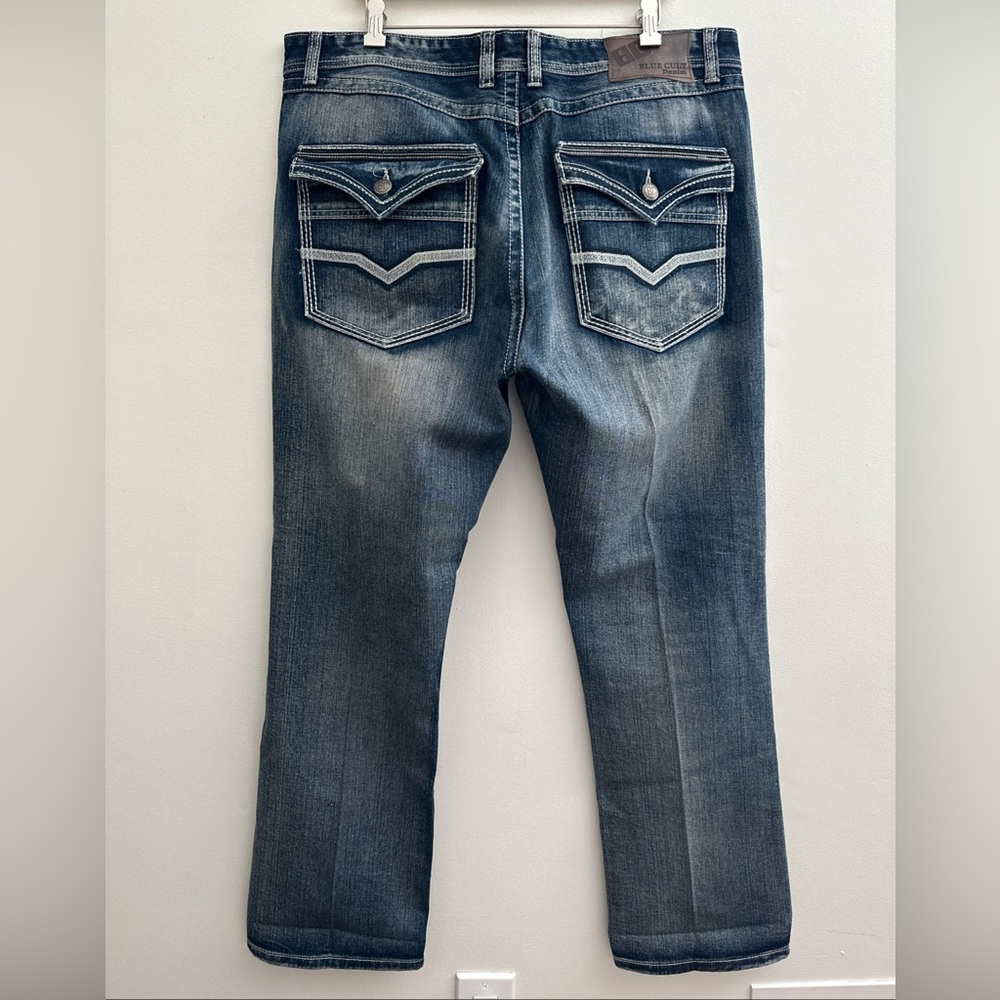 Blue Cult Men’s jeans Size 40x32 cotton Western embroidered Design Pockets